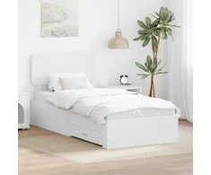 Lova Lovos rėmas su galvūgalio Balta 90 x 190 cm Apdirbta mediena
