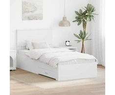 Lova Lovos rėmas su galvūgalio Balta 90 x 190 cm Apdirbta mediena