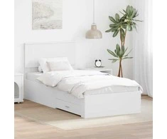 Lova Lovos rėmas su galvūgalio Balta 90 x 190 cm Apdirbta mediena