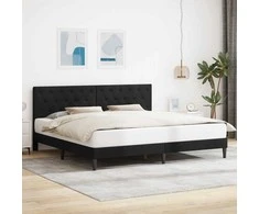 Lova Lovos rėmas su galvūgalio Juoda 200 x 200 cm Aksomas