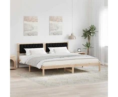 Lovos rėmas Juoda 200 x 200 cm Kietos pušies mediena