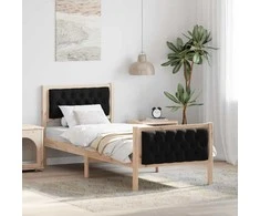 Lova Lovos rėmas Juoda 75 x 190 cm Kietos pušies mediena