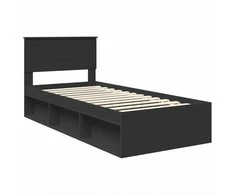 Lova Lovos rėmas su galvūgalio Juoda 90 x 200 cm Apdirbta mediena