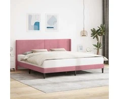 Lova Lovos rėmas su galvūgalio Rožinė 200 x 200 cm Aksomas