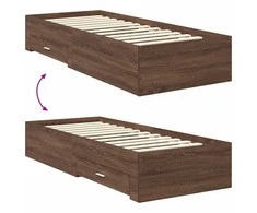 Lova Lovos rėmas su stalčių Rudos ąžuolo ir sidabro 75 x 190 cm