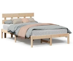 Lova Lovos rėmas Ruda 135 x 190 cm Pušies medienos masyvas