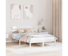 Lova Lovos rėmas Balta 120 x 190 cm Pušies medienos masyvas
