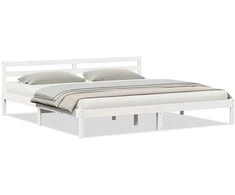Lova Lovos rėmas Balta 215,5 x 205,5 x 69,5 cm Kietas pušies medis