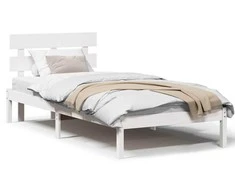 Lovos rėmas Balta 90 x 190 cm Pušies medienos masyvas
