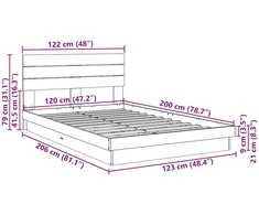 lovos rėmas su galvūgaliu be čiužinio 120x200 cm ąžuolo masyvo