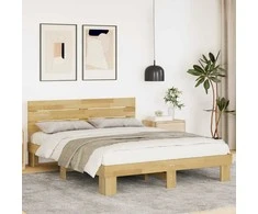 Lova lovos rėmas su galvūgaliu be čiužinio 135x190 cm ąžuolo masyvo