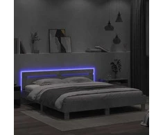 Lovos rėmas su galvūgaliu ir LED, betono pilkas, 160x200cm