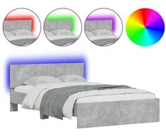 Lova Lovos rėmas su galvūgaliu ir LED, betono pilkas, 135x190cm