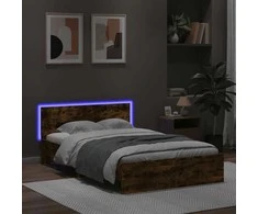 Lovos rėmas su galvūgaliu ir LED, dūminio ąžuolo, 120x200cm
