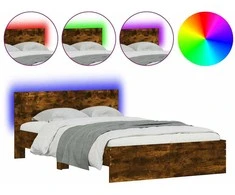 Lova Lovos rėmas su galvūgaliu ir LED, dūminio ąžuolo, 135x190cm