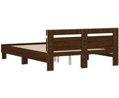 Lova Lovos rėmas su galvūgaliu ir LED, rudas ąžuolo, 140x190cm