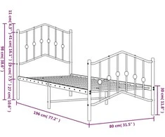 Lovos rėmas su galvūgaliu/kojūgaliu, juodas, 75x190cm, metalas