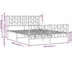 Lovos rėmas su galvūgaliu/kojūgaliu, juodas, 150x200cm, metalas