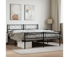 Lova Lovos rėmas su galvūgaliu/kojūgaliu, juodas, 135x190cm, metalas