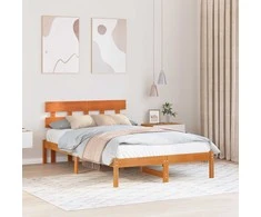 Lova Lovos rėmas Ruda 135 x 190 cm Pušies medienos masyvas