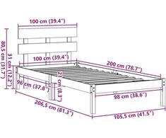 Lovos rėmas Ruda 100 x 200 cm Pušies medienos masyvas