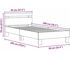 Lova Lovos rėmas su LED Senas medis 90 x 200 cm Apdirbta mediena