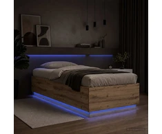 Lova Lovos rėmas su LED Artisano ąžuolo 80 x 200 cm Apdirbta mediena