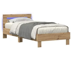 Lova Lovos rėmas su LED Artisano ąžuolo 80 x 200 cm Apdirbta mediena
