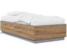 Lova Lovos rėmas su LED Artisano ąžuolo 80 x 200 cm Apdirbta mediena