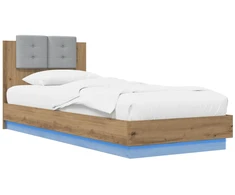 Lova Lovos rėmas su LED Artisano ąžuolo 80 x 200 cm Apdirbta mediena