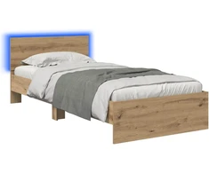 Lova Lovos rėmas su LED Artisano ąžuolo 80 x 200 cm Apdirbta mediena