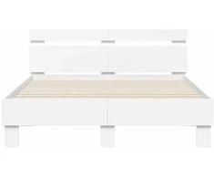 Lova Lovos rėmas su LED Balta 137 x 190 cm Apdirbta mediena