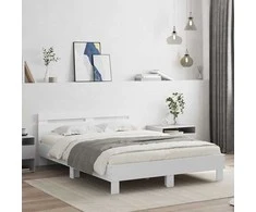 Lova Lovos rėmas su LED Balta 152 x 203 cm Apdirbta mediena
