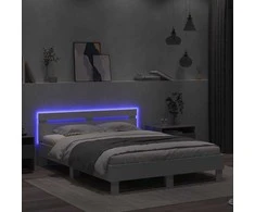 Lova Lovos rėmas su LED Balta 152 x 203 cm Apdirbta mediena