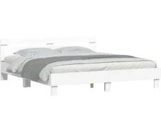 Lova Lovos rėmas su LED Balta 193 x 203 cm Apdirbta mediena