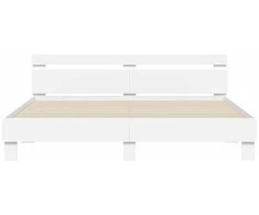 Lova Lovos rėmas su LED Balta 193 x 203 cm Apdirbta mediena