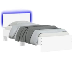 Lova Lovos rėmas su LED Balta 80 x 200 cm Apdirbta mediena
