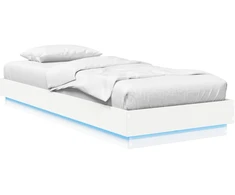 Lova Lovos rėmas su LED Balta 80 x 200 cm Apdirbta mediena