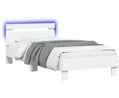 Lova Lovos rėmas su LED Balta 80 x 200 cm Apdirbta mediena