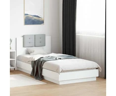 Lova Lovos rėmas su LED Balta 80 x 200 cm Apdirbta mediena