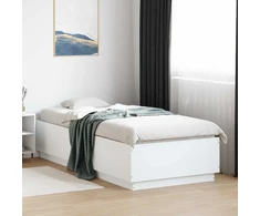 Lova Lovos rėmas su LED Balta 80 x 200 cm Apdirbta mediena
