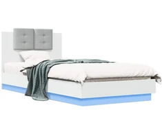Lova Lovos rėmas su LED Balta 80 x 200 cm Apdirbta mediena