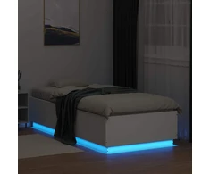 Lova Lovos rėmas su LED Balta 80 x 200 cm Apdirbta mediena