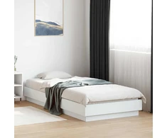 Lova Lovos rėmas su LED Balta 80 x 200 cm Apdirbta mediena