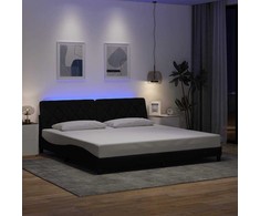 Lovos rėmas su LED be čiužinio, juodos spalvos, 200x200 cm