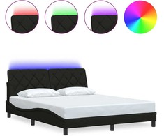 Lovos rėmas su LED be čiužinio, juodos spalvos, 160x200 cm