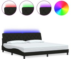 Lovos rėmas su LED be čiužinio, juodos spalvos, 200x200 cm