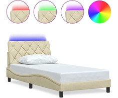 Lovos rėmas su LED be čiužinio, kreminės spalvos, 100x200 cm
