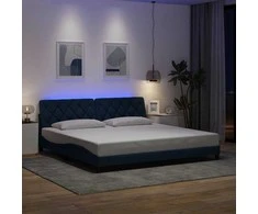 Lova Lovos rėmas su LED be čiužinio, mėlynos spalvos, 200x200 cm
