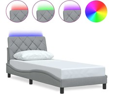 Lovos rėmas su LED be čiužinio, šviesiai pilkas, 80x200 cm
